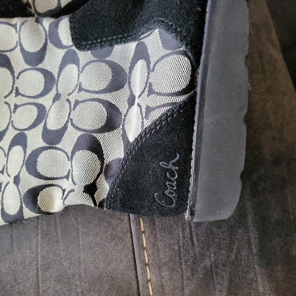 COACH SIGNATURE *C* LOGO CALF HEIGHT BOOTS. SZ 6 BLACK& KAHKI - Picture 4 of 7